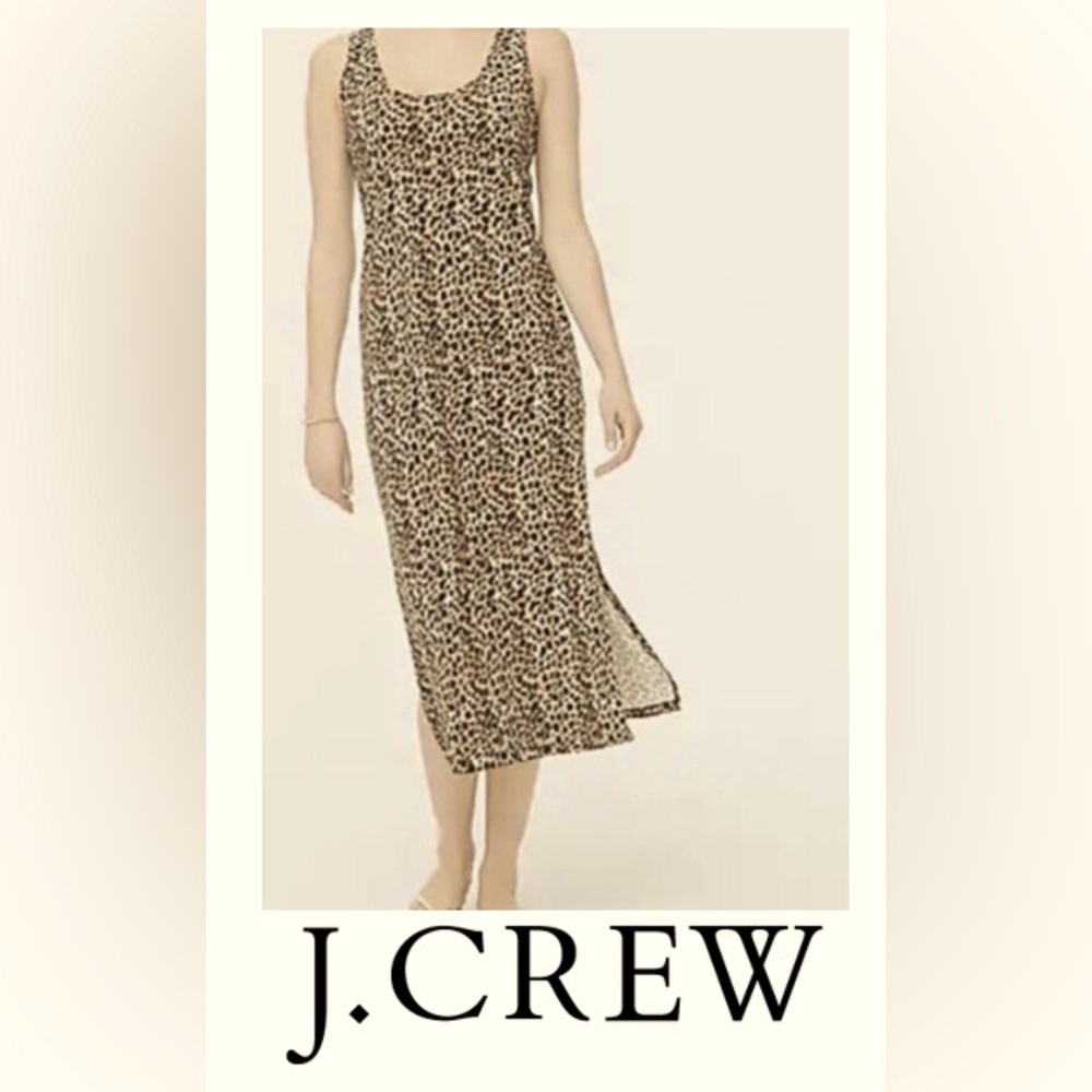 J. Crew Cheetah Print Cotton Tank Maxi Dress Size M